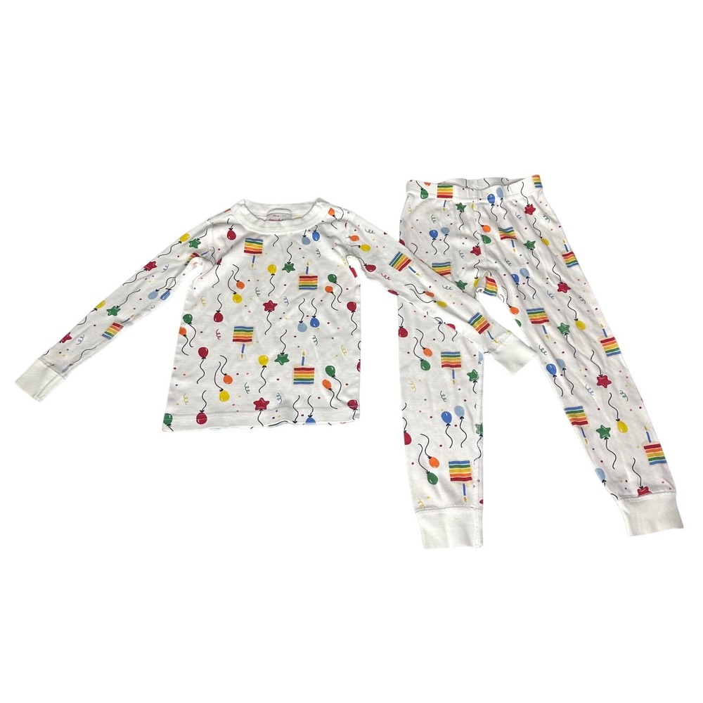 Hanna Andersson Birthday Long John 2 Piece Pajamas Set Toddler Size US 4